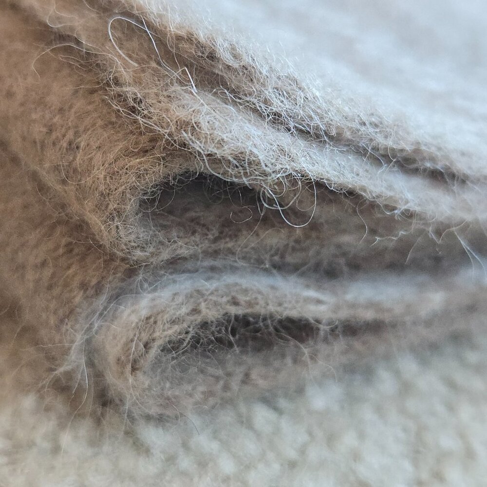 NWOT Everlane Patterned Alpaca Scarf in Wheat Taupe Tan - Picture 13 of 14